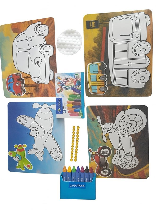 Fun4you مجموعة أنشطة التلوين والمسح من Fun4you، برسومات الفواكه ووسائل النقل، مجموعة رسم قابلة لإعادة الاستخدام للأطفال من عمر 3 سنوات فما فوق، بدون فوضى - Image 3